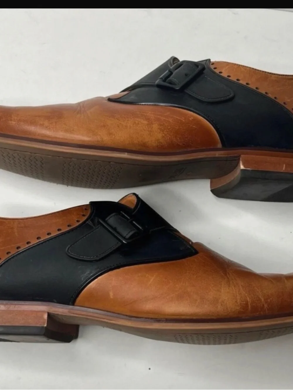 Stacy Adams Men’s Size 13 Brown Black Leather Monk Strap Dress Shoes